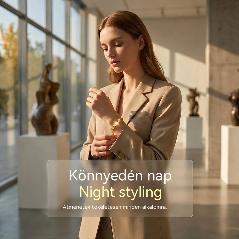 【50% KEDVEZMÉNY!】Geometrikus szemekből álló karkötő: minimalista, modern és finom. Tökéletes mindennapi viseletre vagy visszafogott kiegészítőként. Kényelmes és sokoldalú