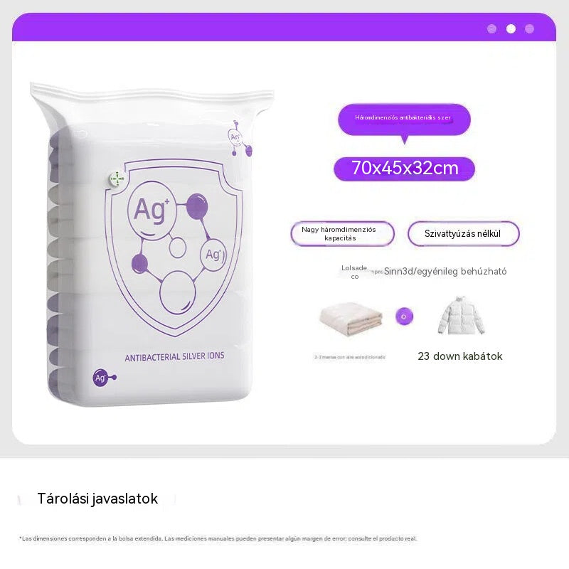 (5 darab) Nagy, összenyomható vákuumos tárolózacskó: nincs szükség pumpára, szivárgásmentes és ideális helytakarékosságra bőröndökben és otthon