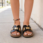 【2026 nyári sláger】Krokodilmintás bőr Birkenstock papucs szegecses díszítéssel, puha anatómiai talppal, 3 színben, 36–43-as méretben!