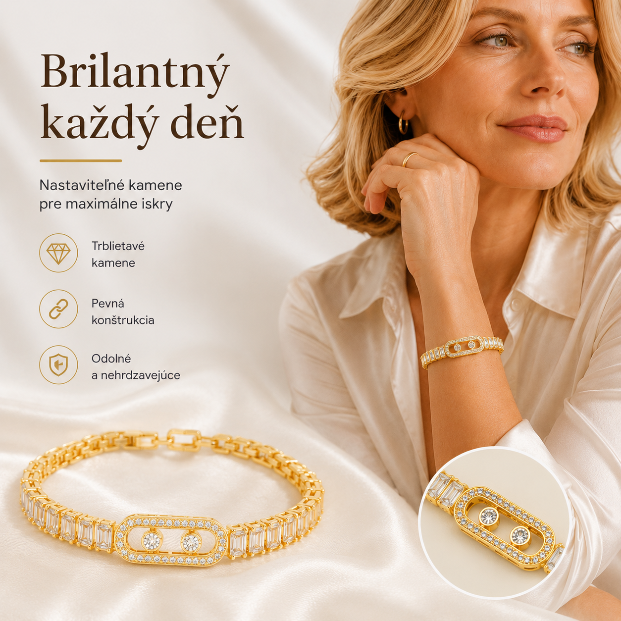 【50% kedvezmény!】 Női arany karkötő cirkóniával